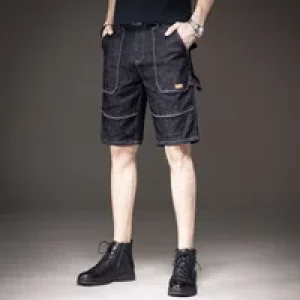 Baggy Long Wide Bermuda Half Loose Man Denim Shorts Short Jeans Pants for Men with Pockets Vintage Y2k Fashion Rude Cowboy Sale