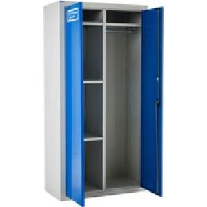 Double-Door Steel PPE Clothing Cupboard with 1 shelf and hanging rail – 1800 x 1200 x 460mm