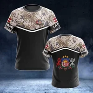 Custom Name Latvia Camouflage Tees Summer Casual Streetwear Men’s Loose T-shirts Boy Oversized Sportswear Short Sleeve Tops