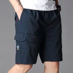 Solid with Pockets Male Short Pants Baggy Draw String Elastic Waist Wide Loose Men’s Cargo Shorts Clothing Luxury Streetwear Y2k