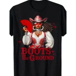 Soft and Comfortable Boots On The Ground Boot Cowboy Western Cowgirl Linedance T-Shirt Crew Neck Short-Sleeve Tees,