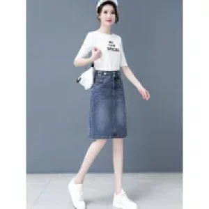 Blue High Waist Female Jeans Skirts Korean Style Quality Y2k Vintage Aesthetic Stylish A Line Modest V Black Women’s Denim Skirt