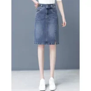 Wrap Tight Women’s Denim Skirt Modest Casual A Line Y2k Vintage Cheap Korean Fashion V Black High Waist Female Jeans Skirts Blue