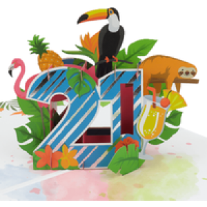 21st Birthday Tropical Pop Up Card