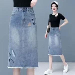Jeans Skirts for Women Blue Tight High Waist Woman Denim Skirt Fringe Wrap Aesthetic Clothing Sales V Harajuku Korean Style Y2k