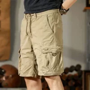 Wide Short Pants for Men Baggy Solid Loose with Pockets Elastic Waist Mens Cargo Shorts Vintage 2025 Fashion Popular Y2k Clothes