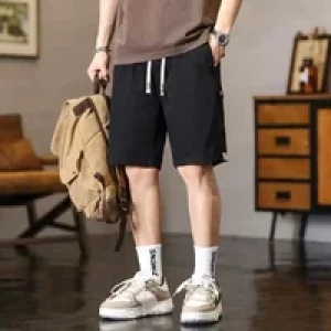 Baggy with Draw String Wide Long Loose Oversize Bermuda Big Size Solid Short Pants for Men Pockets Half Elastic Waist New in Y2k