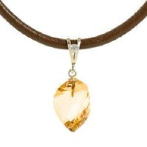 Citrine & Diamond Aveline Dimensional Choker Pendant Necklace in 9ct Gold