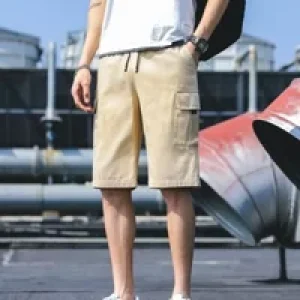 Big Size with Pockets Wide Elastic Waist Long Mens Cargo Shorts Oversize Draw String Half Short Pants for Men Baggy Bermuda Y2k