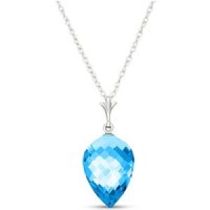 Blue Topaz Savannah Drop Pendant Necklace in 9ct White Gold