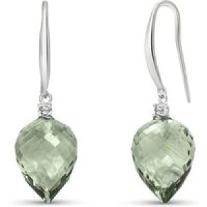 Green Amethyst & Diamond Astrid Classic Drop Earrings in 9ct White Gold