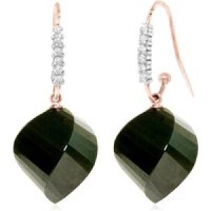 Spinel & Diamond Prominent Geometric Drop Earrings in 9ct Rose Gold