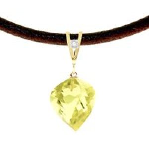 Lemon Quartz & Diamond Aveline Dimensional Choker Pendant Necklace in 9ct Gold