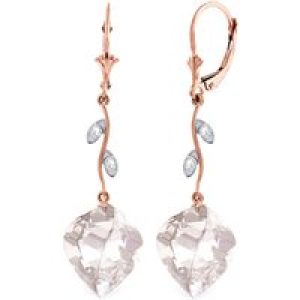 White Topaz & Diamond Dimensional Drop Earrings in 9ct Rose Gold