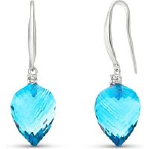 Blue Topaz & Diamond Astrid Classic Drop Earrings in 9ct White Gold