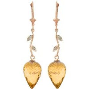 Citrine & Diamond Vine Drop Earrings in 9ct Rose Gold