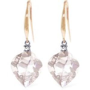 White Topaz & Diamond Geometric Drop Earrings in 9ct Rose Gold