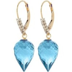 Blue Topaz & Diamond Astrid Contemporary Drop Earrings in 9ct Gold