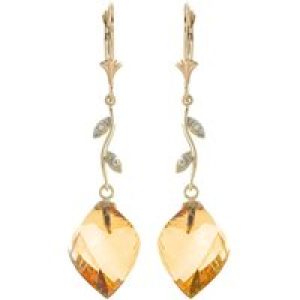 Citrine & Diamond Dimensional Drop Earrings in 9ct Gold