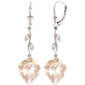 White Topaz & Diamond Dimensional Drop Earrings in 9ct White Gold