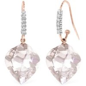 White Topaz & Diamond Prominent Geometric Drop Earrings in 9ct Rose Gold