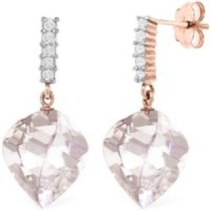 White Topaz & Diamond Avery Dimensional Stud Drop Earrings in 9ct Rose Gold