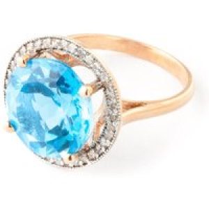 Blue Topaz & Diamond Octavia Halo Ring in 18ct Rose Gold