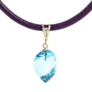Blue Topaz & Diamond Aveline Dimensional Choker Pendant Necklace in 9ct Gold