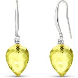 Lemon Quartz & Diamond Astrid Classic Drop Earrings in 9ct White Gold