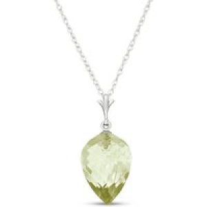 Green Amethyst Savannah Drop Pendant Necklace in 9ct White Gold