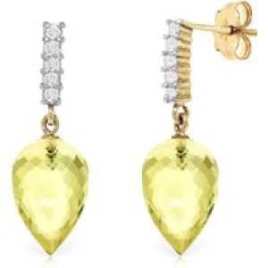 Lemon Quartz & Diamond Avery Dimensional Stud Drop Earrings in 9ct Gold
