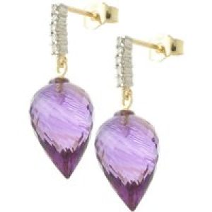 Amethyst & Diamond Avery Dimensional Stud Drop Earrings in 9ct Gold