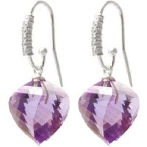 Amethyst & Diamond Prominent Geometric Drop Earrings in 9ct White Gold