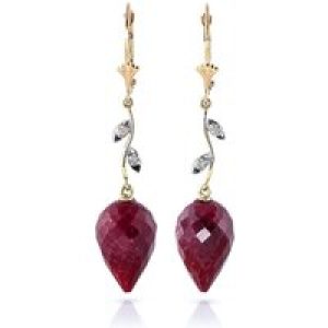 Ruby & Diamond Vine Drop Earrings in 9ct Gold