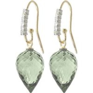 Green Amethyst & Diamond Astrid Contemporary Drop Earrings in 9ct Gold