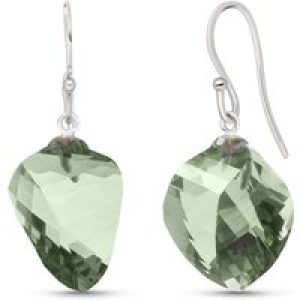 Green Amethyst Salma Dimensional Abstract Earrings in 9ct White Gold