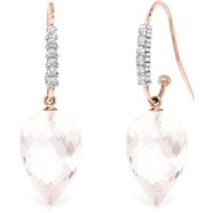 White Topaz & Diamond Astrid Contemporary Drop Earrings in 9ct Rose Gold