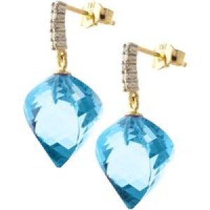 Blue Topaz & Diamond Avery Dimensional Stud Drop Earrings in 9ct Gold