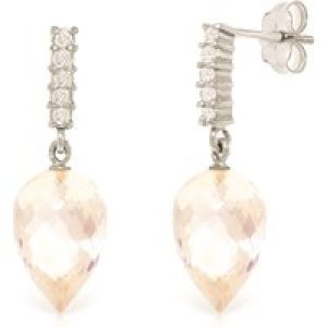 White Topaz & Diamond Avery Dimensional Stud Drop Earrings in 9ct White Gold