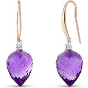 Amethyst & Diamond Astrid Classic Drop Earrings in 9ct Rose Gold