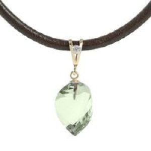 Green Amethyst & Diamond Aveline Dimensional Choker Pendant Necklace in 9ct Gold