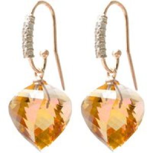 Citrine & Diamond Prominent Geometric Drop Earrings in 9ct Rose Gold