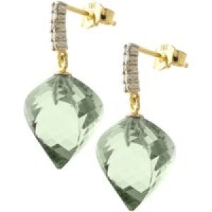 Green Amethyst & Diamond Avery Dimensional Stud Drop Earrings in 9ct Gold