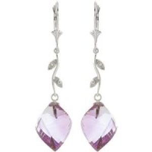 Amethyst & Diamond Dimensional Drop Earrings in 9ct White Gold