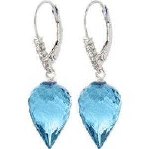 Blue Topaz & Diamond Astrid Contemporary Drop Earrings in 9ct White Gold