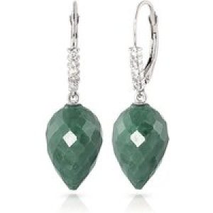 Emerald & Diamond Astrid Contemporary Drop Earrings in 9ct White Gold