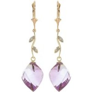 Amethyst & Diamond Dimensional Drop Earrings in 9ct Gold