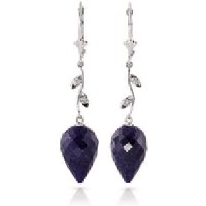 Sapphire & Diamond Vine Drop Earrings in 9ct White Gold