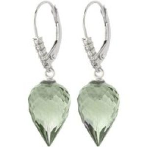 Green Amethyst & Diamond Astrid Contemporary Drop Earrings in 9ct White Gold