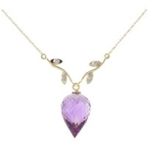 Amethyst & Diamond Gwen Dimensional Vine Pendant Necklace in 9ct Gold